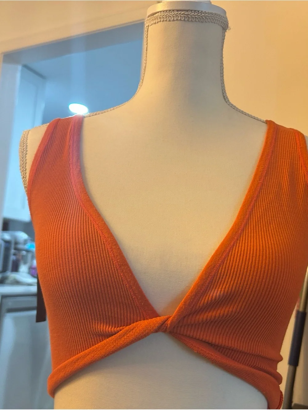 Ribbed Twist-Front Bralette - Orange so soft